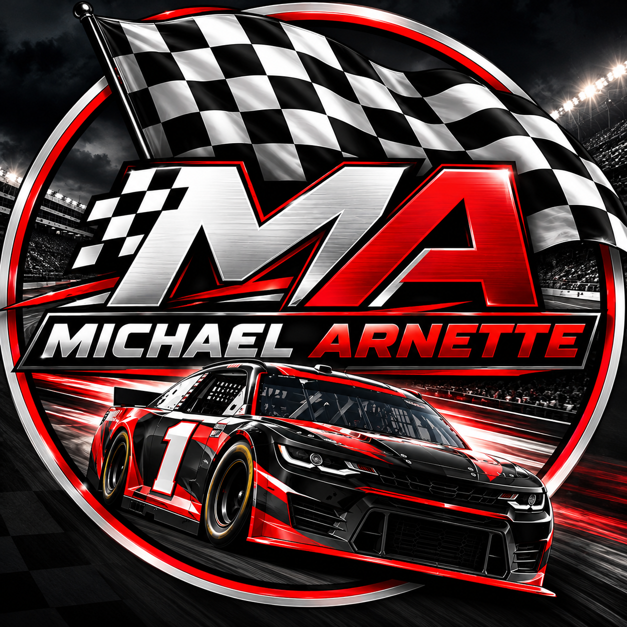 Michael Arnette motorsports fan profile logo with stock car racing design